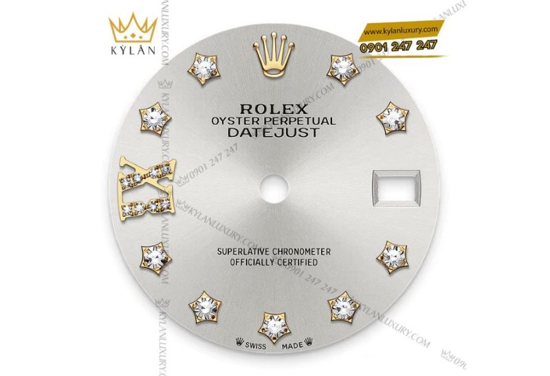 Rolex Lady-Datejust m279383RBR mặt số bạc nạm kim cương