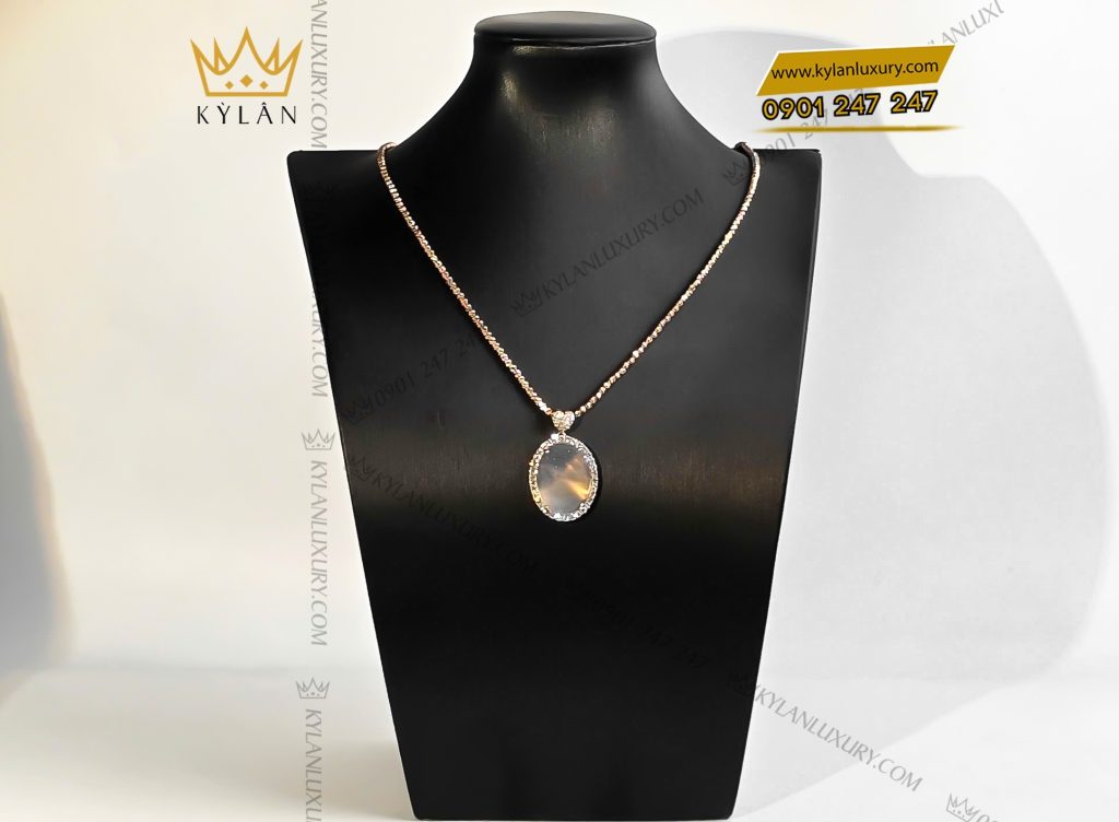 Kỳ Lân Luxury 1 98 Mặt dây chuyền vàng hồng nguyên khối Au750 đính đá quý trắng