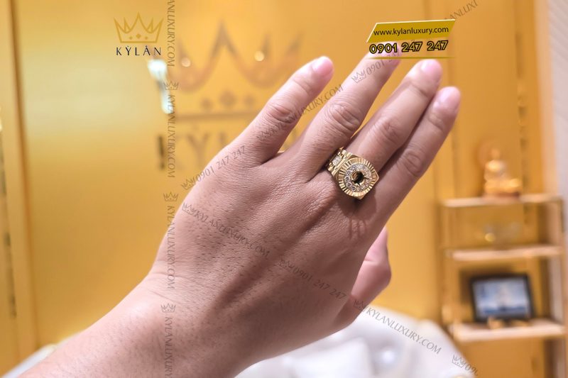 Vỏ nhẫn Rolex vàng vàng nguyên khối Au750 đính kim cương