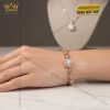 Lắc tay nữ vàng hồng nguyên khối Au750 đính kim cương