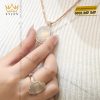 Mặt dây chuyền vàng hồng nguyên khối Au750 đính đá quý trắng
