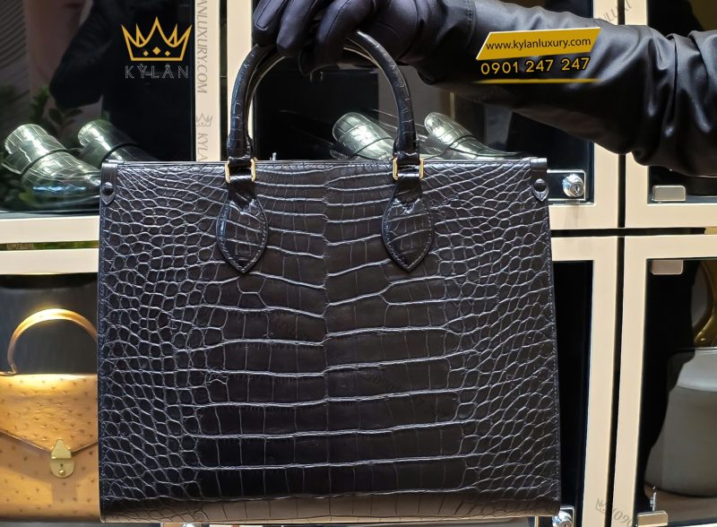 Túi xách nữ full da cá Alligator black