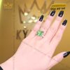 Nhẫn kim cương vàng hồng nguyên khối Au750 đính đá sapphire xanh