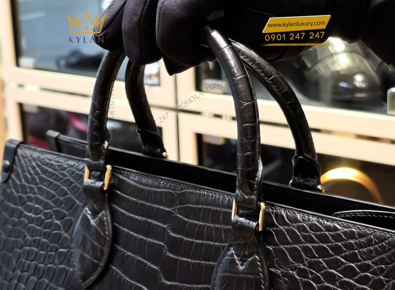 Túi xách nữ full da cá Alligator black
