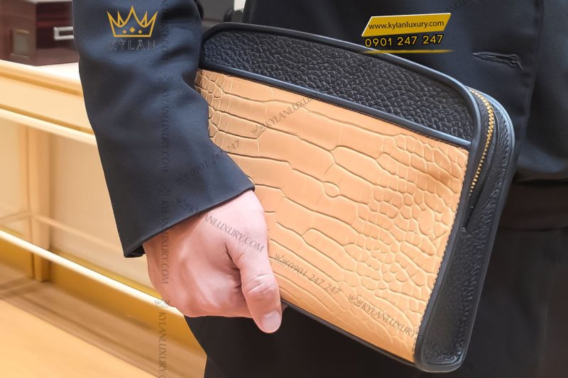 Túi Clutch da Togo mix da cá Alligator