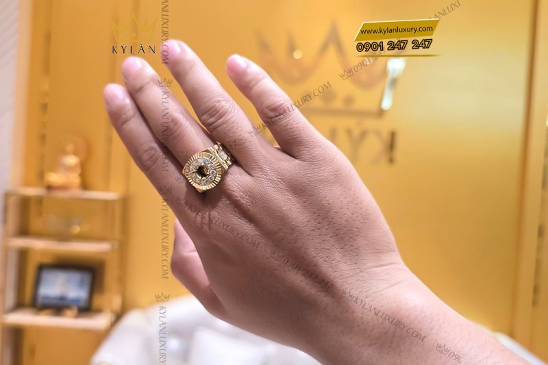Vỏ nhẫn Rolex vàng vàng nguyên khối Au750 đính kim cương