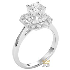 Nhẫn kim cương vàng trắng nguyên khối Au750 