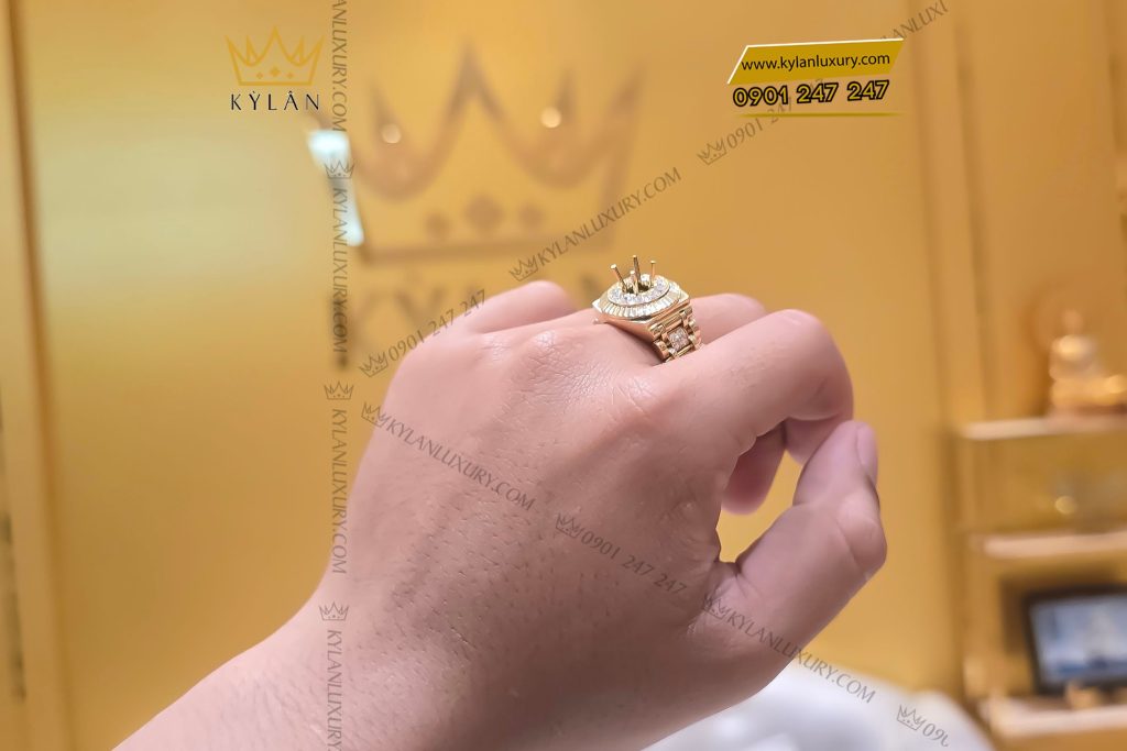 Kỳ Lân Luxury 12 1 Vỏ nhẫn Rolex vàng vàng nguyên khối Au750 đính kim cương