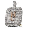 Kỳ Lân Luxury 123 Mặt dây chuyền chữ HC vàng trắng nguyên khối Au750 đính đá baguette