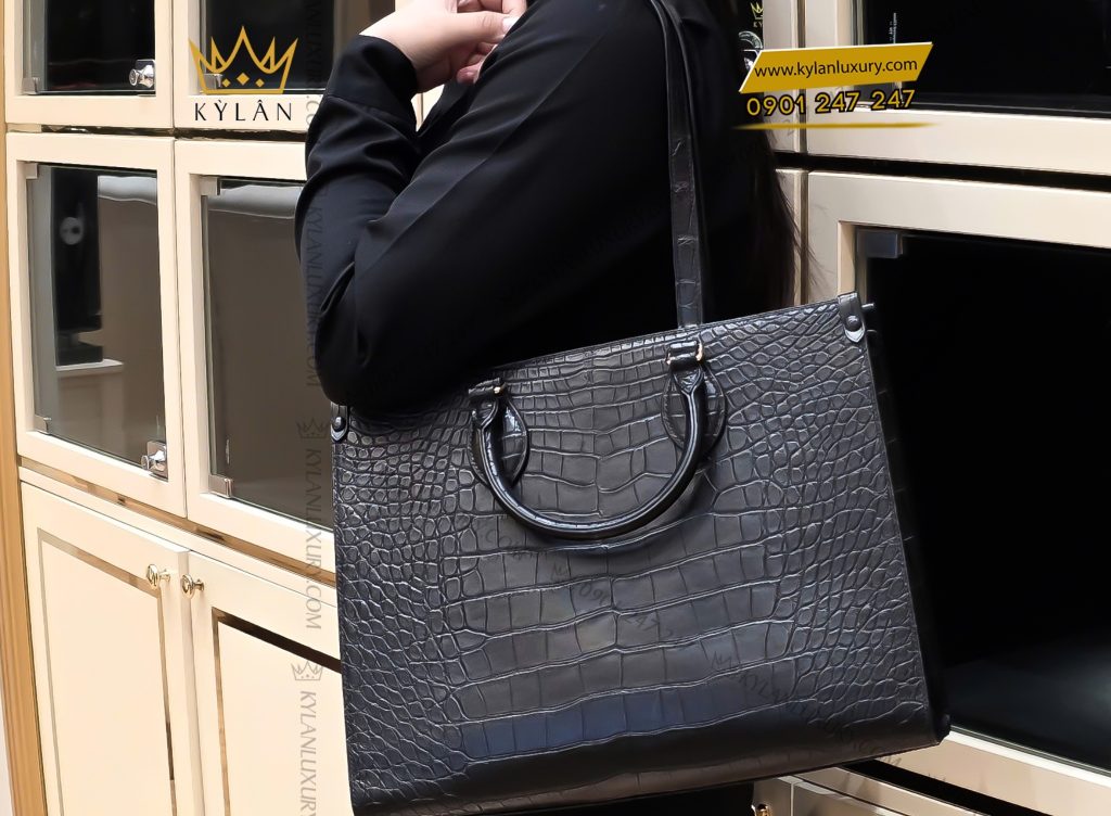 Kỳ Lân Luxury 13 5 Túi xách nữ full da cá Alligator black