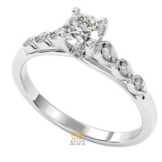 Nhẫn Ánh Nguyệt vàng trắng nguyên khối Au750 đính kim cương