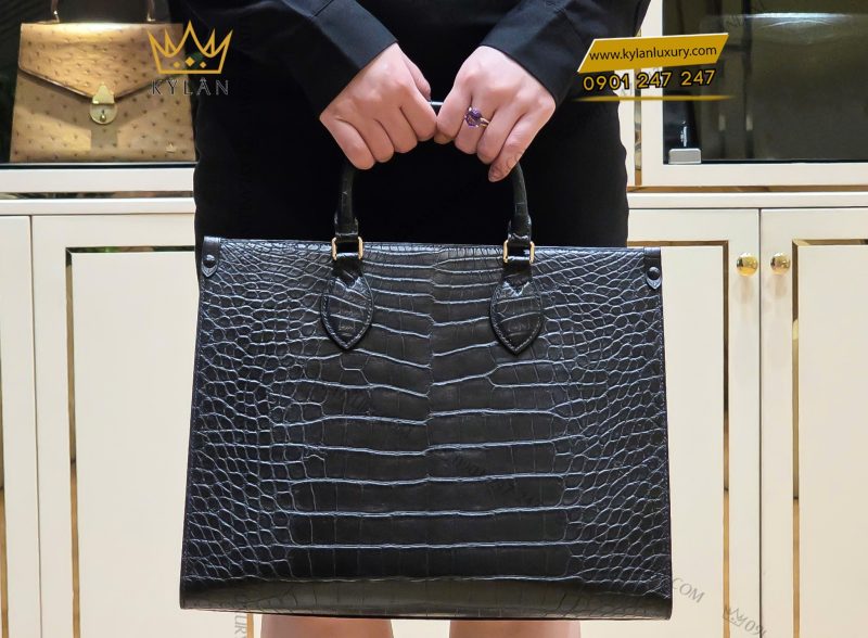 Túi xách nữ full da cá Alligator black