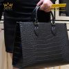 Túi xách nữ full da cá Alligator black