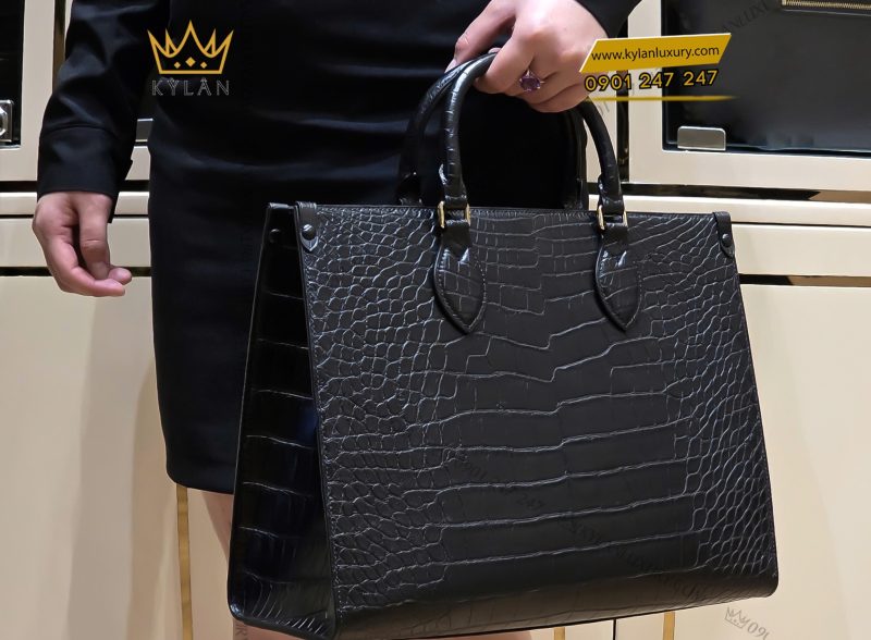 Túi xách nữ full da cá Alligator black
