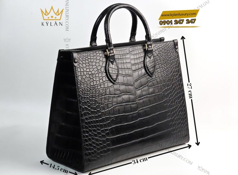 Túi xách nữ full da cá Alligator black