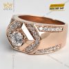 Nhẫn vàng hồng nguyên khối Au750 đính kim cương chủ 5ly4