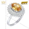 Nhẫn kim cương vàng trắng nguyên khối Au750 đính đá sapphire