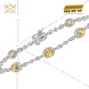 Lắc tay kim cương vàng trắng nguyên khối Au750 đính đá sapphire