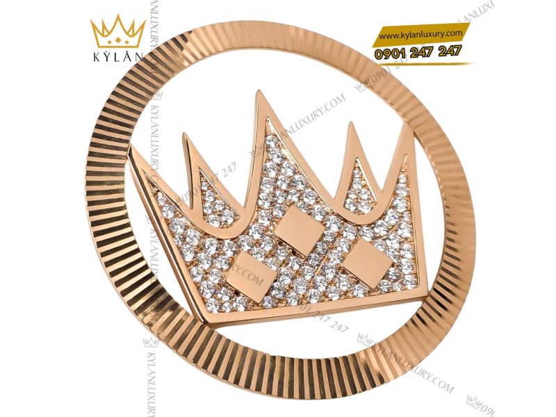 Mặt logo vương miện KyLan vàng nguyên khối Au750 đính kim cương
