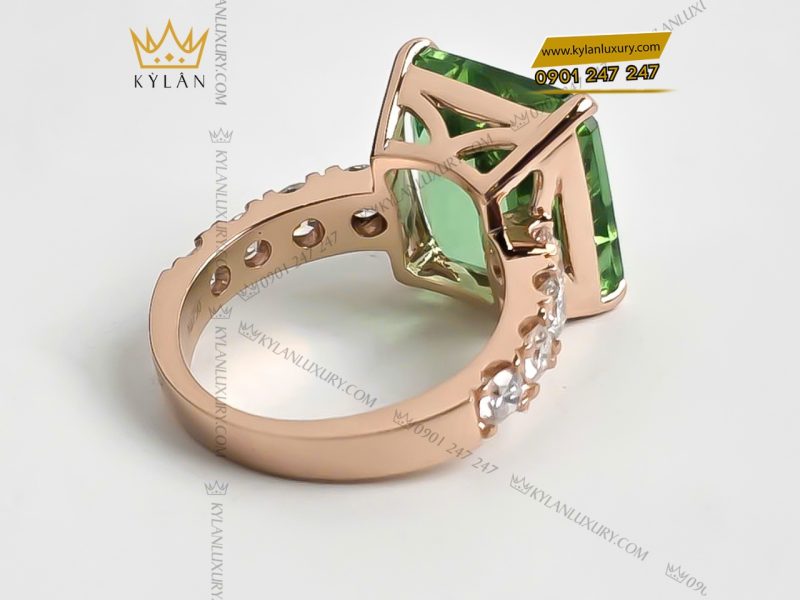 Nhẫn kim cương vàng hồng nguyên khối Au750 đính đá sapphire xanh
