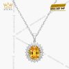 Mặt dây chuyền kim cương vàng trắng Au750 đính đá sapphire 