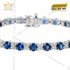 Lắc tay kim cương vàng trắng Au750 đính đá sapphire xanh 