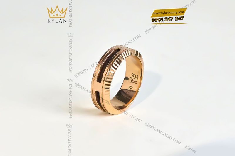 Nhẫn nam Lông Voi vàng hồng nguyên khối Au750