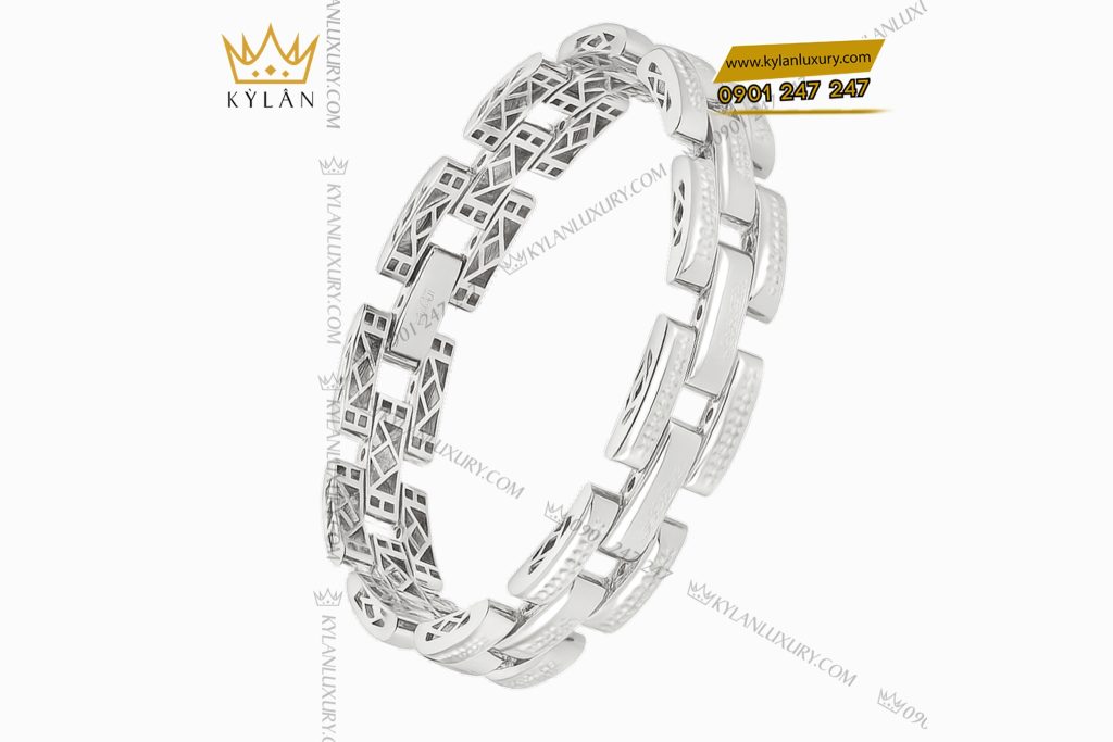 Kỳ Lân Luxury 2 27 Lắc tay nam vàng trắng nguyên khối Au750 đính kim cương