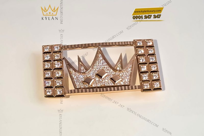 Mặt logo vương miện KyLan vàng nguyên khối Au750 đính kim cương