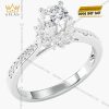 Nhẫn nữ vàng trắng nguyên khối Au750 đính kim cương