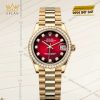 Rolex Datejust 31 Ref. 278288RBR dây đeo President vàng kim 18ct, mối nối bán nguyệt sang trọng, khóa ẩn Crownclasp liền mạch