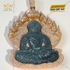 Mặt dây chuyền mặt Phật vàng hồng nguyên khối Au750 đính kim cương