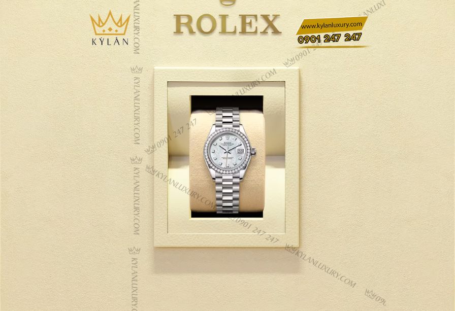 Rolex Lady-Datejust 279139RBR chế tác từ vàng trắng 18 ct, minh chứng cho cam kết chất lượng và sự tinh khiết tuyệt đối