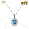 Dây chuyền vàng trắng Au750 kim cương và đá Topaz xanh
