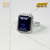 Nhẫn kim cương vàng trắng nguyên khối Au750 đính đá Sapphire xanh