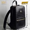 Balo da cá Alligator đen đính logo vương miện KY LAN 