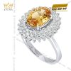 Nhẫn kim cương vàng trắng nguyên khối Au750 đính đá sapphire