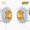 Bông tai kim cương vàng trắng Au750 đính đá Sapphire