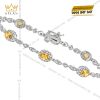 Lắc tay kim cương vàng trắng nguyên khối Au750 đính đá sapphire
