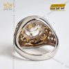 Nhẫn nam vàng trắng nguyên khối Au750 đính viên chủ 12ly