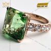 Nhẫn kim cương vàng hồng nguyên khối Au750 đính đá sapphire xanh