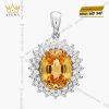 Mặt dây chuyền kim cương vàng trắng Au750 đính đá sapphire 