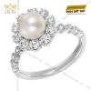 Nhẫn Ngọc Trai vàng trắng Au750 đính kim cương
