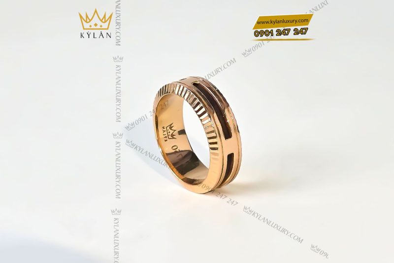 Nhẫn nam Lông Voi vàng hồng nguyên khối Au750