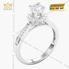 Nhẫn nữ vàng trắng nguyên khối Au750 đính kim cương