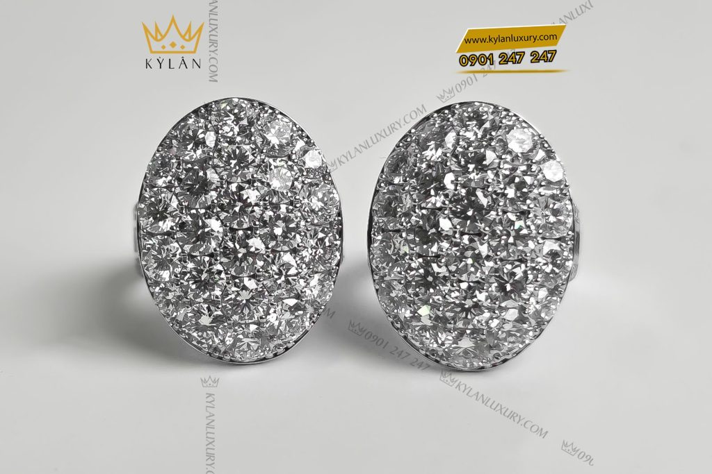 Kỳ Lân Luxury 3 63 Nhẫn nữ kim cương vàng trắng nguyên khối Au750