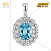Dây chuyền vàng trắng Au750 kim cương và đá Topaz xanh