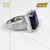 Nhẫn kim cương vàng trắng nguyên khối Au750 đính đá Sapphire xanh