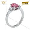 Nhẫn kim cương vàng trắng nguyên khối Au750 đính đá quý 