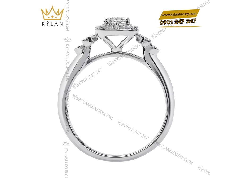 Kỳ Lân Luxury 4 102 Nhẫn kim cương vàng trắng nguyên khối Au750